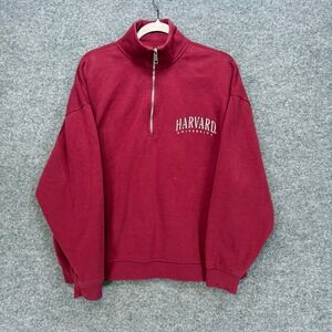 Harvard University Sweatshirt‎ Mens Small Red 1/4 Zip Pullover Ivy League 1636